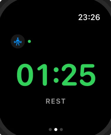 RepSense on Apple Watch showing live tempo for the current rep